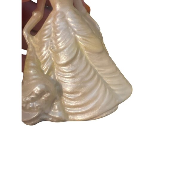 Vintage Schmid Disney Beauty Beast Belle Music Box Figure Hand Painted Estate 4" - Picture 3 of 6